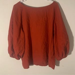LOFT Women’s Terracotta Colored Puff sleeve Blouse XL